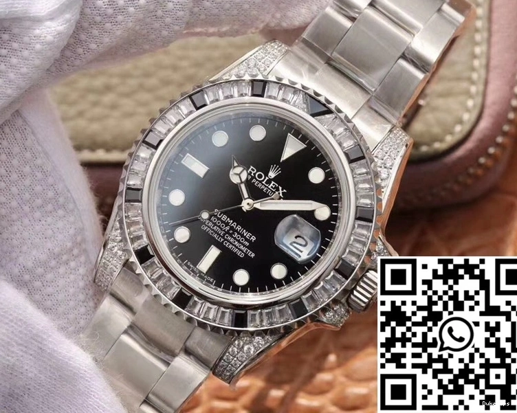 116610LN Date Factory Black Dial Submariner Customized Edition Rolex GS Diamond 0414